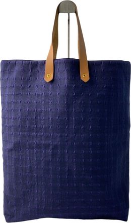 Herm&egrave;s Navy Canvas Tote Bag (Pre-Owned)