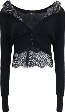 Ermanno Scervino Womens Cashmere Lace Cardigan Black (capra Hircus) Sweater