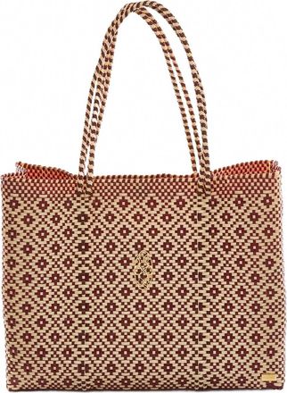 Lola's Bag Womens Travel Handmade Aztec Tote Bag With Clutch In Burgundy/beige