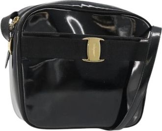 Ferragamo Pre-owned Patent Leather Shoulder Bag - Dames - Vintage Schoudertas - Zwart - ONE Size - Leer - Vintage
