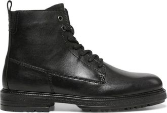 Marc O'Polo Zwarte Enkellaarsjes - Heren - Veterlaarzen - Zwart - 45 EU - Leer - Schoenen