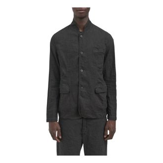 Po&eacute;me Boh&eacute;mien Giacca Sfoderata in Lino - male - POEME BOHEMIEN - Light Jackets - Black - XL - Jackets