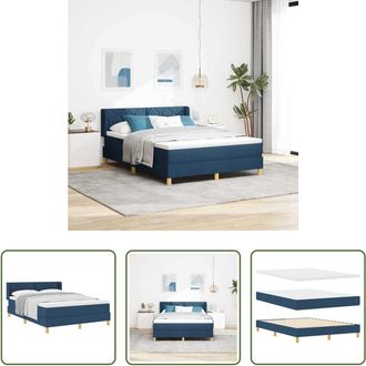 vidaXL Vidaxl Cama Tipo Box Spring Con Cabecera Manual Azul 200 X 160 Cm Tela