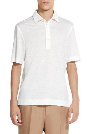 Ermenegildo Zegna Linen Polo in Bianco Zegna at Nordstrom, Size 40 Us