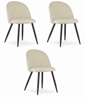 OEM Silla Bello - Terciopelo Beige / Patas Negras X 3
