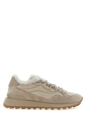 Brunello Cucinelli Beige Calfskin Athletic Womens Sneakers