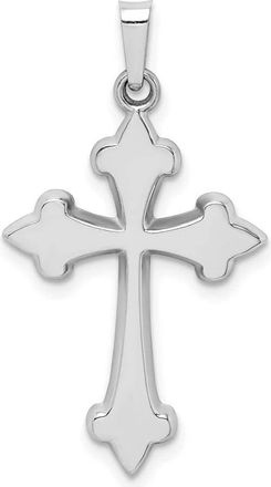 Diamond2Deal 14k White Gold Polished Fleur de Lis Cross Pendant