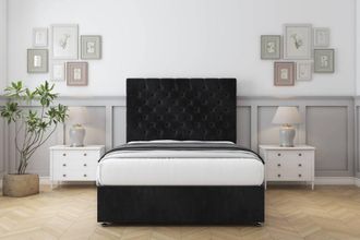 Comfort Beds Winslow Naples Divan Set 4 Drawers-26 Headboard in Black | Size: Small Double