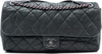 Chanel Borsa a tracolla Jumbo Iridescent in pelle di vitello iridescente con battente 2009-2010 - Verde