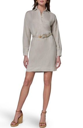 DKNY Belted Long Sleeve Polo Dress in Natural at Nordstrom, Size 16