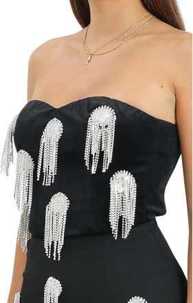 Od&igrave; Od&igrave; Strapless Black Top With Rhinestone Embellishments And Fitted Silhouette