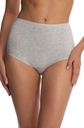 Natori Bliss Bare Cotton High Waist Briefs in Light Grey Heather at Nordstrom, Size X-Large