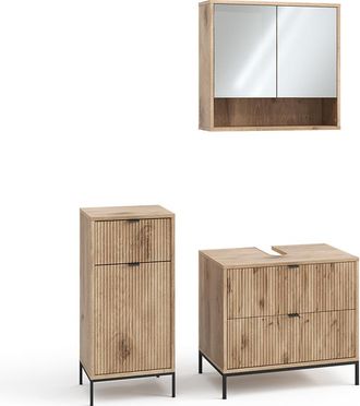 Vicco Conjunto De Muebles De Ba&ntilde;o De 3 Piezas Eliza, Roble Vikingo, 3 Partes, Vicco