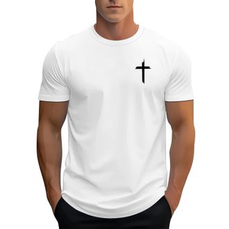Generic DENGJIAMY Mens Christian T Shirts Cross Graphic Tshirt Faith Jesus Tee Short Sleeve Casual Crew Neck Tops Classic Basic Shirt Summer Clothes for Men (