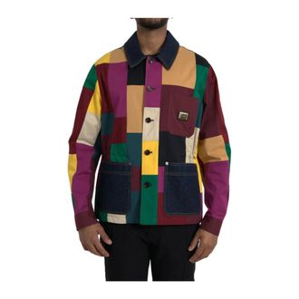 Dolce & Gabbana Denim Jackets, male, Multicolor, Size: M Patchwork Denim Jacket