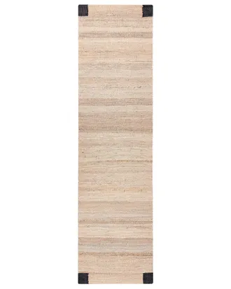 Beliani Tappeto In Juta Rettangolare 80 X 300 Cm Tessuto In Stile Rustico Soggiorno Camera Da Letto Beige E Nero Amravati