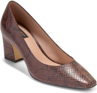 Cole Haan Blanche Block Heel Pump in Hickory Glossy Snake Print at Nordstrom, Size 7.5