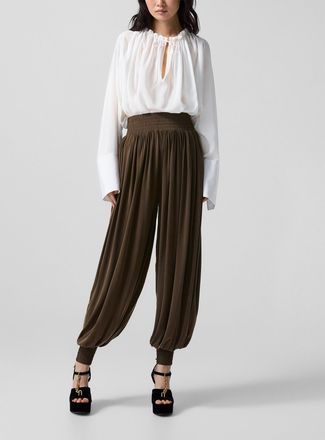 Balmain Womens Velvety draped jersey balloon pants