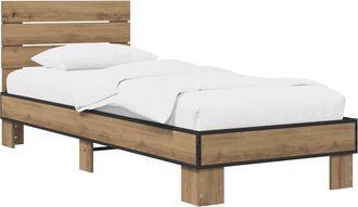 vidaXL Estructura De Cama Con Cabecero Roble Artisan 80 X 200 Cm Vidaxl