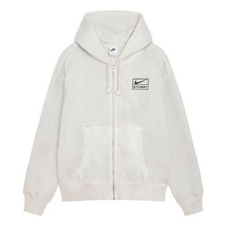 Nike x Stussy SS24 Full-Zip Washed Fleece Hoodie Light Bone FZ9990-072