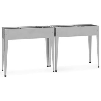 Berkfield Home Garden Planters 2 pcs Galvanised Steel in Silver