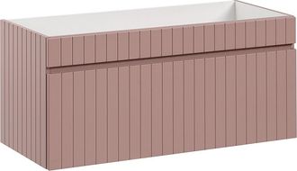 Vente-Unique Mueble suspendido de lavabo rayado rosa - 100 cm - SATARA