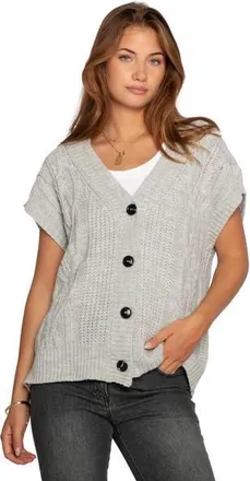 Belle & Bloom Rosette Oversized Knitted Vest in Grey at Nordstrom, Size X-Small