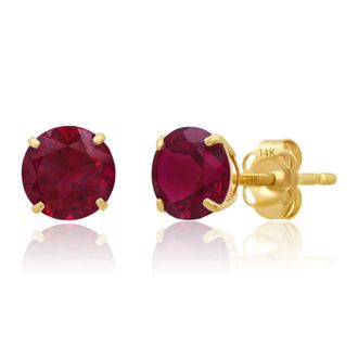 MAX + STONE 14k Yellow Gold 6MM Round Stud Gemstone Earrings