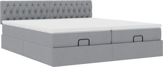 vidaXL Estructura De Cama Otomana Colchones Tela Gris Claro 160x200cm Vidaxl