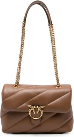 Pinko Love Puff Classic - Dames - Schoudertassen - Bruin - ONE Size - Nylon - Tassen