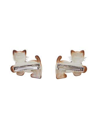 Yvmin Kitten-Shaped Fabric Hair Clip - Brown