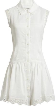 Frame Denim The Embroidered Ramie Button-Up Dress in White at Nordstrom, Size X-Small
