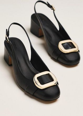 Maeve Sling-Back Leather Buckle Heels