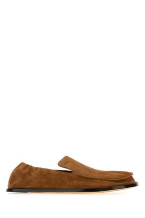 Loewe Mens Camel Suede Flex Loafers - Brown - Size EU 46