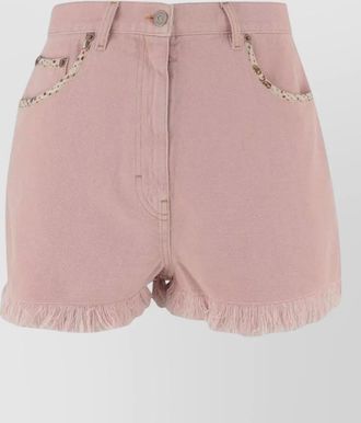 Valentino Garavani mid rise denim shorts embroidered pockets
