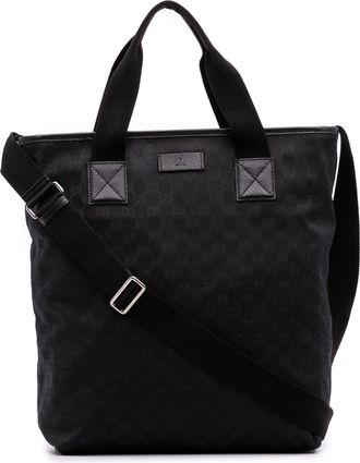 Gucci Pre-owned Womens Monogram Tote Adjustable Strap - Black Textile - One Size