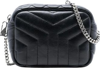 Saint Laurent Pre-owned Cross Body Bags, female, Black, Size: ONE SIZE Pre-owned Quilted Crossbody Bag