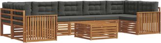 vidaXL Conjunto De Sof&aacute;s De Exterior 8 Uds. Natural Y Antracita Vidaxl
