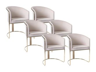 Pascal Morabito Set de 6 sillas terciopelo crema