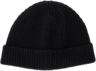Valentino Garavani Mens Black Knit Beanie With Vlogo Cashmere Hat