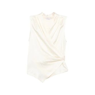 Brunello Cucinelli Mb179Eg906 Sleeveless Wrap Top - female - Brunello Cucinelli - Blouses - Beige - M - Blouses & Shirts