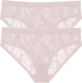 Natori Bliss Allure Lace One Size Girl Brief 2-Pack in Rose Beige at Nordstrom