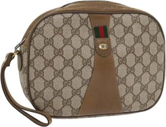 Gucci Pre-owned Clutches, female, Beige, Size: ONE SIZE Pre-owned Vintage GG Canvas Clutch