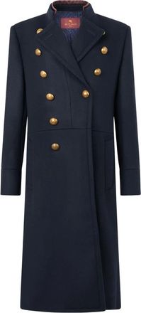 Etro Cappotto doppiopetto in panno misto lana - - Coats - Donna - Blu - S