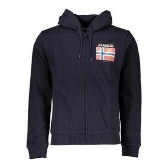 Napapijri Hoodies & sweatvesten, Heren, Blauw, S, Blauwe hoodie met rits en print