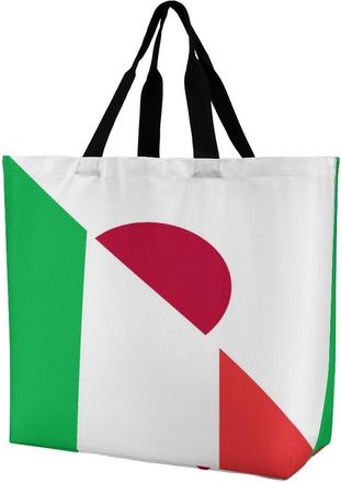 Generic Italy And Japan Flag Reusable Shopping Bags Large Capacity Grocery Bag Heavy Duty Tote for Women 40x40x16cm