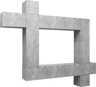 vidaXL vidaXL 9 Piece TV Cabinet Set Concrete Grey Engineered Wood