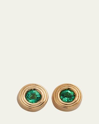 Sydney Evan 14k Yellow Gold Fluted Emerald Stud Earrings