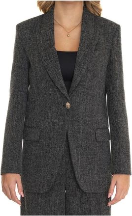 Liu Jo Tweed jas met achterventilatie en zakken - Dames - Blazers - Grijs - L - Tweed - Jassen
