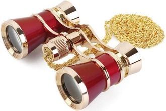 OEM Prism&aacute;ticos Cl&aacute;sicos Plegables De 3 X 25 Con Cuerpo De Metal Y Cadena, Lentes &Oacute;pticas, Dise&ntilde;o Retro, Ideales Para Mujeres Y Ni&ntilde;as (rojo)